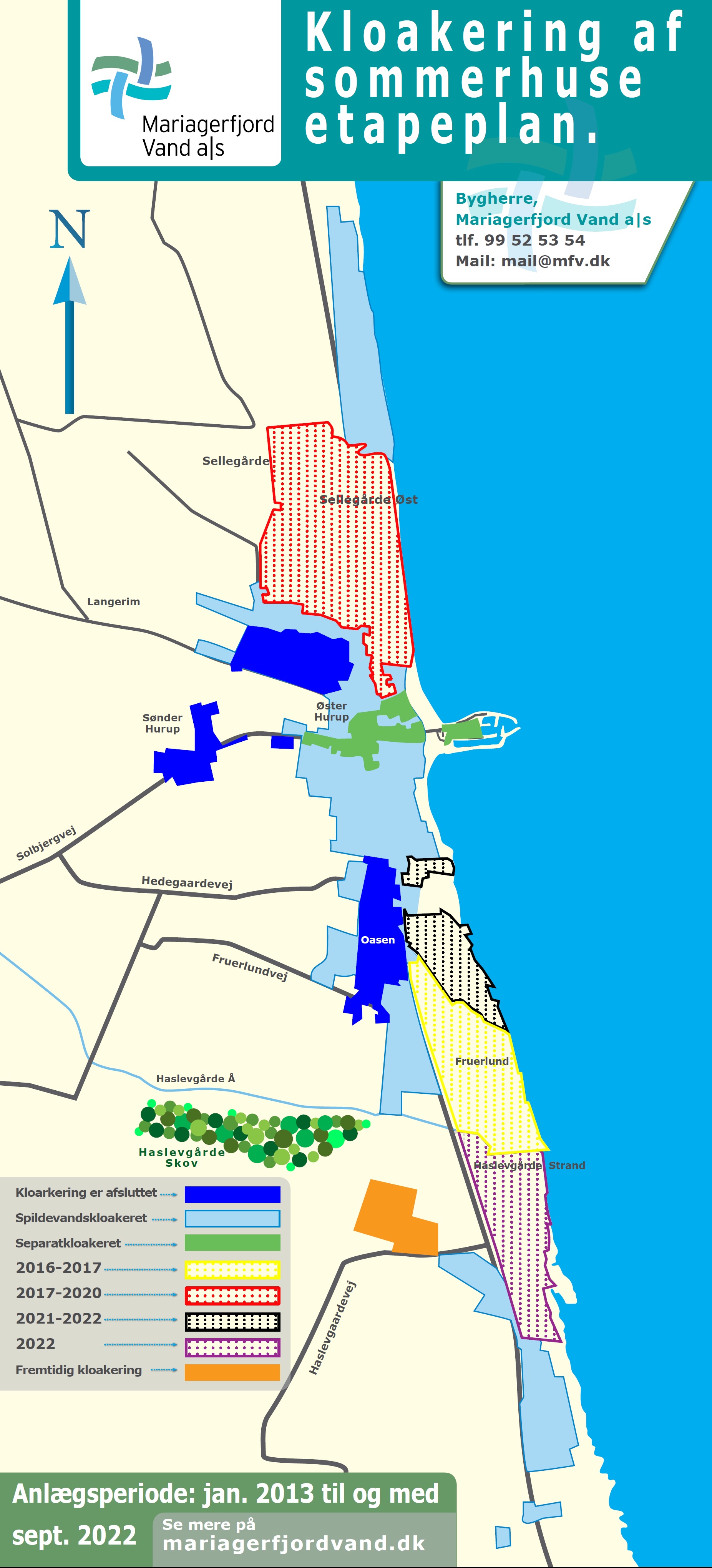 Kortet viser etape inddelingen af sommerkloakering frem til 2022 Kortet viser etape inddelingen af sommerkloakering frem til 2022